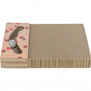 Drapak kartonowy VALENTINE, z piłeczkami i kocimiętką, 38 x 5 x 30 cm, morelowy - OFERTA LIMITOWANA