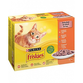 Nestlé Friskies cat Multipack kurczak&kaczka&łosoś&indyk saszetka 12x85 g