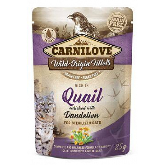 Carnilove Cat Pouch Przepiórka & Mniszek lekarski sterylizowane 85g