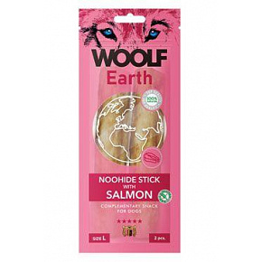 WOOLF Earth poch. NooHide L Sticks z łososiem 85g WOOLF Earth poch. NooHide L Sticks z łososiem 85g