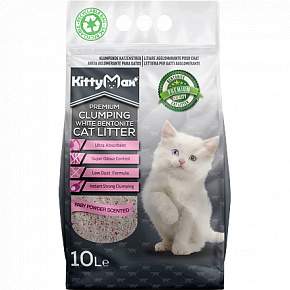 KITTYMAX zbrylający, bezpyłowy biały bentonit BABY POWDER 10 l