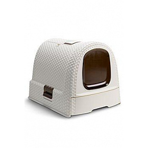 Curver WC dla kota kryty domek Rattan 39x39x51cm mocha