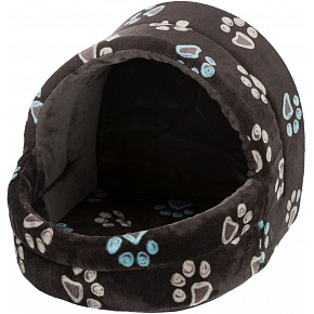 Pluszowa budka JIMMY 40 x 35 x 35 cm taupe-szara z łapkami