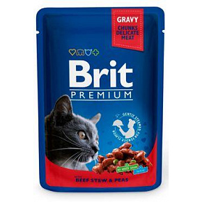 Brit Premium Cat saszetka z gulaszem wołowym i groszkiem 100g