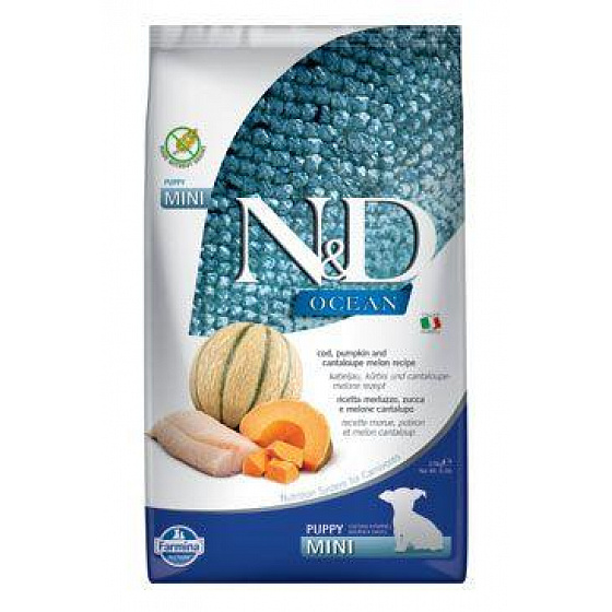N&D OCEAN DOG Puppy Mini Dorsz & Dynia & Melon 2,5kg