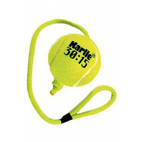 Zabawka dla psa Piłka tenisowa na sznurku 8cm żółta KAR