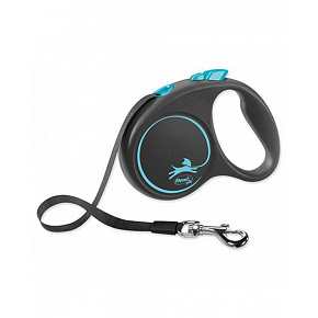 Smycz FLEXI Black Design M taśma 5m/25kg niebieska