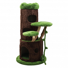 PetBuddy drapak VOLTERRA 70 x 70 x 128 cm, grusza/plush, brązowy/zielony/naturalny