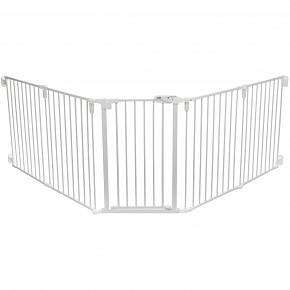 Bariera dla psów z drzwiczkami, 5 części, 62.5-300 x 76.5 cm, lakierowany metal