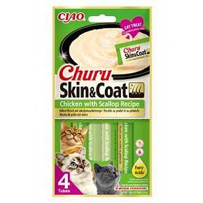 Przysmak Inaba Churu Skin & Coat cat Kurczak z przegrzebkiem 4 tuby 56 g Przysmak Inaba Churu Skin & Coat cat Kurczak z przegrzebkiem 4 tuby 56 g