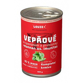 Louie Dog konserwa. Wieprzowina ze szpinakiem i prebiotykami 400g