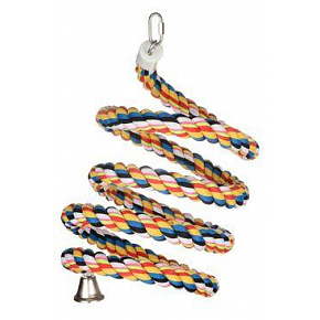 Zabawka dla dużych papug bawełniana spirala z dzwonkiem