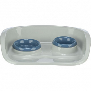 Plastowy bar z 2 miskami (0,25 l/ 9cm i 0,3 l/11cm), 46x11x30 cm, szary/różne Plastowy bar z 2 miskami (0,25 l/ 9cm i 0,3 l/11cm), 46x11x30 cm, szary/różne