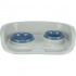 Plastowy bar z 2 miskami (0,25 l/ 9cm i 0,3 l/11cm), 46x11x30 cm, szary/różne