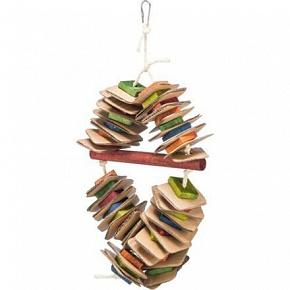 Zabawka wisząca na linie sizalowej - karton, drewno 18 x 35 cm