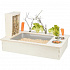 Stacja karmienia - bar + miski, żłobek - 70 x 41 x 47 cm, drewno/stal nierdzewna/plastik