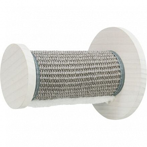 Okrągły stopień z sizalem, element na ścianę, o wymiarach 18 × 22 cm, drewno sosnowe, biały/szary Okrągły stopień z sizalem, element na ścianę, o wymiarach 18 × 22 cm, drewno sosnowe, biały/szary