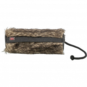 Treningowy aport - futro, plusz/poliester 6 x 20 cm, imitacja królika czarna