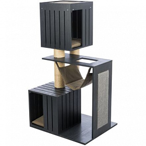 BE NORDIC drapak FREIA, 123 cm, 2 x budka, hamak, antracyt/piasek BE NORDIC drapak FREIA, 123 cm, 2 x budka, hamak, antracyt/piasek