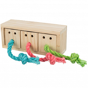 Gra dla królików - drewniana kostka na smakołyki 16x6x7 cm