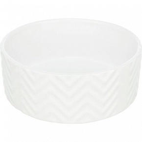 Żłobiona miska ceramiczna, biała