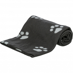 Koc polarowy BEANY 100x70cm - czarny z białymi łapkami