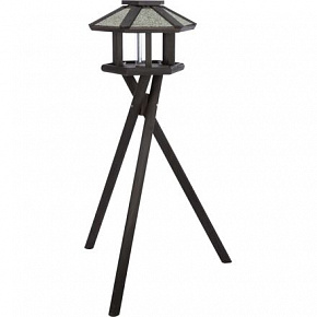 NATURA zewnętrzny karmnik z daszkiem i silosem, 1,4m, 50x34cm, drewno sosnowe, czarny - OFERTA LIMITOWANA