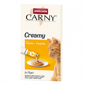 Animonda CARNY Creamy Chicken, kremowy przysmak, kurczak z tauryną, 6 x 15 g