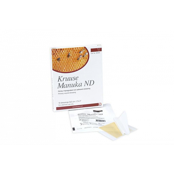 Plaster Manuka miód ND, nieprzylepne sterylne opatrunek KRUUSE, 5 x 5 cm