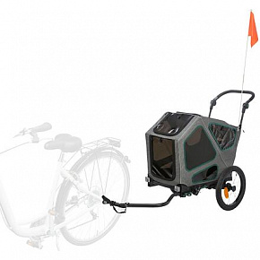 Przyczepka rowerowa, M: 50 × 72 × 87/138 cm, do 35 kg, szara/szałwiowa Przyczepka rowerowa, M: 50 × 72 × 87/138 cm, do 35 kg, szara/szałwiowa