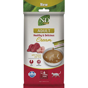 Przysmak Farmina Creamy N&D Prime Cat z Kurczakiem i Tuńczykiem dla Dorosłych Kotów 60 g Przysmak Farmina Creamy N&D Prime Cat z Kurczakiem i Tuńczykiem dla Dorosłych Kotów 60 g