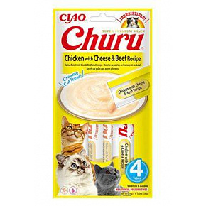 Przysmak Inaba Churu Purée cat Kurczak z serem i wołowiną 4 tuby 56 g Przysmak Inaba Churu Purée cat Kurczak z serem i wołowiną 4 tuby 56 g