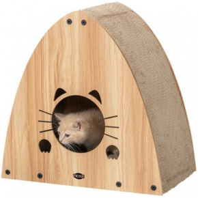 Domek do drapania z catnipem, 48 x 48 x 28 cm, jasnoszary