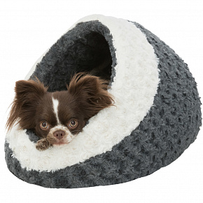 KALINE pluszowa budka, 35x26x41cm, szara/kremowa