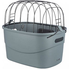 Plastowa skrzynka z drucianą pokrywą na rower (kierownicę), 42 x 39 x 30 cm, szara (do 5 kg)