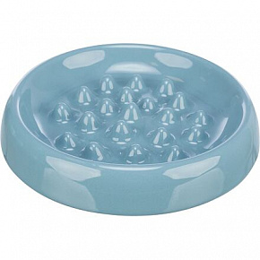 Slow Feed, ceramiczna miska do powolnego karmienia, 0.25 l/o 18 cm, niebieska, szara