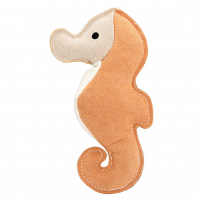 Konik morski HipHop Dog, 23 cm, solidna skórzana zabawka / aport, kremowy/musztardowy