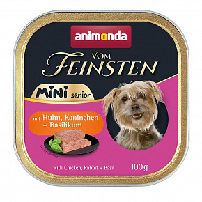 ANIMONDA pasztet Vom Feinsten MINI Senior - kurczak, królik, bazylia dla psów 100 g