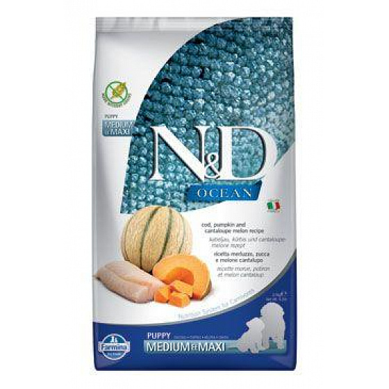 N&D OCEAN DOG Puppy M/L Dorsz & Dynia & Melon 2,5kg