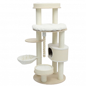 PetBuddy drapak SCANNO 69 x 69 x 161 cm, plusz/słupki z papierowym sznurem, kremowy/naturalny PetBuddy drapak SCANNO 69 x 69 x 161 cm, plusz/słupki z papierowym sznurem, kremowy/naturalny