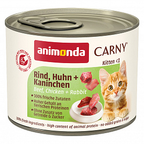 ANIMONDA puszka CARNY Kitten - wołowina, kurczak + królik 200g ANIMONDA puszka CARNY Kitten - wołowina, kurczak + królik 200g