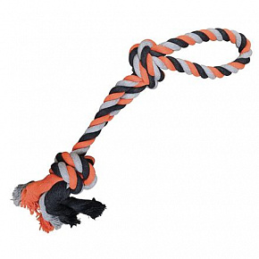Podwójna lina bawełniana, 2 węzły 60 cm / 450 g, szary/ciemny.szary/pomarańczowy, HipHop Dog