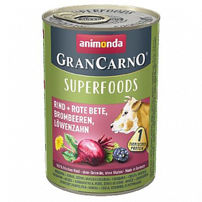 GRANCARNO Superfoods wołowina, czerwona.burak,jeżyny,mniszek lekarski 400 g dla psów GRANCARNO Superfoods wołowina, czerwona.burak,jeżyny,mniszek lekarski 400 g dla psów