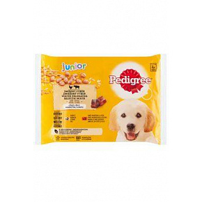 Mars PEDIGREE saszetka dog JUNIOR Multipack kurczak&ryż w galarecie, wołowina&ryż w galarecie 4 x 100 g