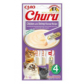 Przysmak Inaba Churu Purée cat Kurczak z krewetkami 4 tubki 56 g Przysmak Inaba Churu Purée cat Kurczak z krewetkami 4 tubki 56 g