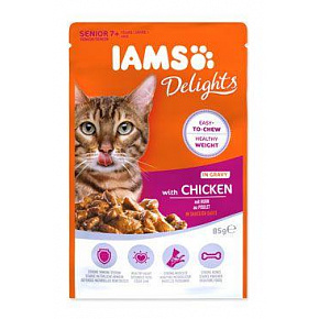 Iams Cat Senior Delights saszetka Kurczak w sosie 85g