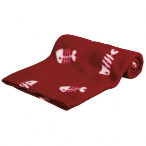 Koc z polaru BEANY 100x70cm - bordowy z jodełką