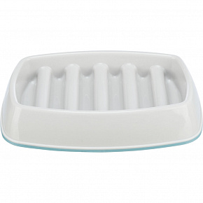 Miska do wolnego karmienia, wzór kratka, 0,25l/21 ×14 cm, plastik/TPR, szara