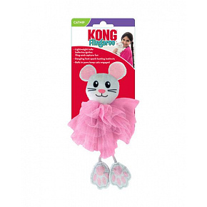 Zabawka Kong Cat Flingaroo Tutu Mysz, z dzwoneczkami, niebiesko-różowa, poliester