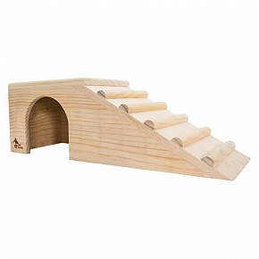 Domek PetBuddy z rampą naturalny, 42 x 15 x 14 cm, drewno sosnowe